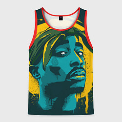 Майка-безрукавка мужская 2Pac Shakur, цвет: 3D-красный