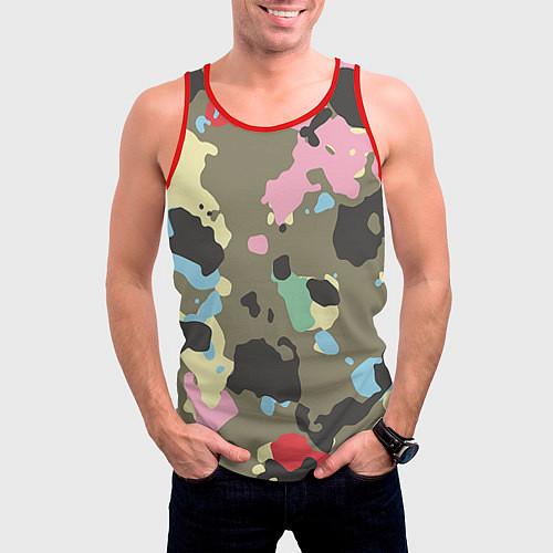 Мужская майка без рукавов Камуфляж: микс цветов / 3D-Красный – фото 3
