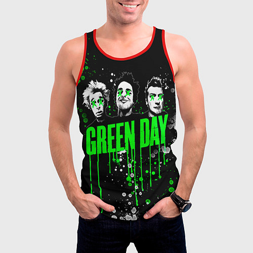 Мужская майка без рукавов Green Day: Acid Colour / 3D-Красный – фото 3