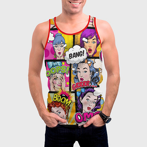 Мужская майка без рукавов POP ART / 3D-Красный – фото 3
