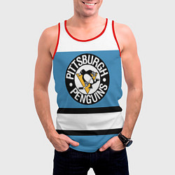 Майка-безрукавка мужская Pittsburgh Penguins: White, цвет: 3D-красный — фото 2