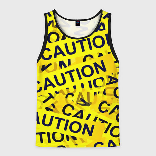 Мужская майка без рукавов Caution / 3D-Черный – фото 1