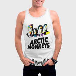 Майка-безрукавка мужская Arctic Monkeys: Music Wave, цвет: 3D-белый — фото 2