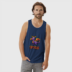 Майка мужская хлопок Spyro: 8 bit, цвет: тёмно-синий — фото 2