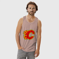 Майка мужская хлопок Calgary Flames, цвет: пыльно-розовый — фото 2