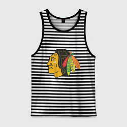 Майка мужская хлопок Chicago Blackhawks, цвет: черная тельняшка