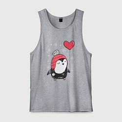 Майка мужская хлопок Пингвин с шариком, цвет: меланж