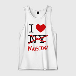 Майка мужская хлопок I love Moscow, цвет: белый