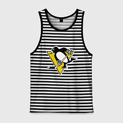 Майка мужская хлопок Pittsburgh Penguins, цвет: черная тельняшка