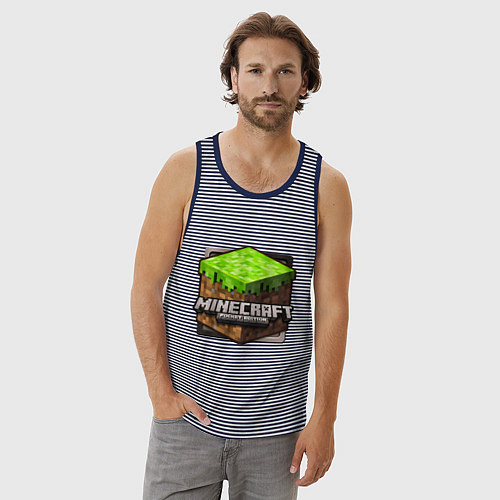 Мужская майка Minecraft: Pocket Edition / Синяя тельняшка – фото 3