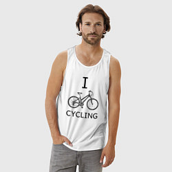 Майка мужская хлопок I love cycling, цвет: белый — фото 2