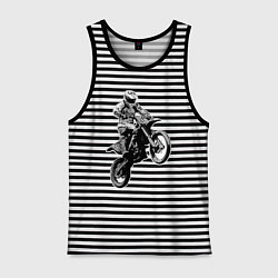 Майка мужская хлопок Мотокросс, цвет: черная тельняшка
