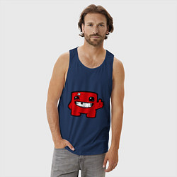 Майка мужская хлопок Super Meat Boy, цвет: тёмно-синий — фото 2