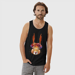 Майка мужская хлопок Белка с венком, цвет: черный — фото 2