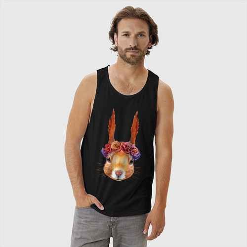 Мужская майка Белка с венком / Черный – фото 3