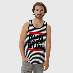 Майка мужская хлопок Run Вася Run, цвет: черная тельняшка — фото 2