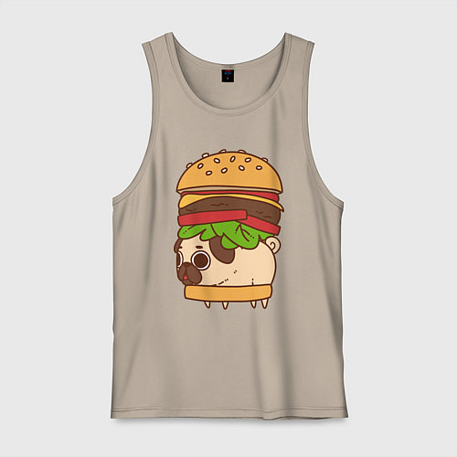 Мужская майка Мопс-бургер / Миндальный – фото 1