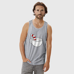 Майка мужская хлопок Red Cuphead, цвет: меланж — фото 2