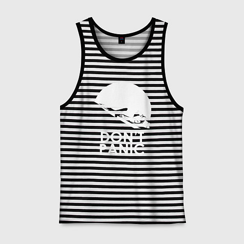 Мужская майка Elon: Don't Panic / Черная тельняшка – фото 1