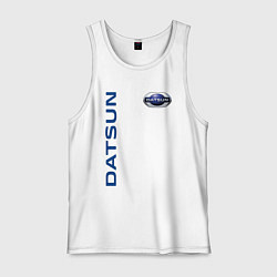 Майка мужская хлопок Datsun логотип с эмблемой, цвет: белый