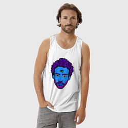 Майка мужская хлопок Childish Gambino синяя голова, цвет: белый — фото 2