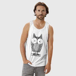 Майка мужская хлопок Owl grafic, цвет: белый — фото 2