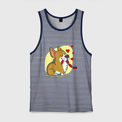Майка мужская хлопок Влюбленный песик, цвет: синяя тельняшка