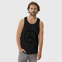 Майка мужская хлопок Mercedes-Benz logo, цвет: черный — фото 2