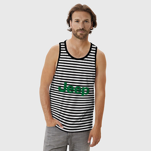 Мужская майка Logo Jeep / Черная тельняшка – фото 3