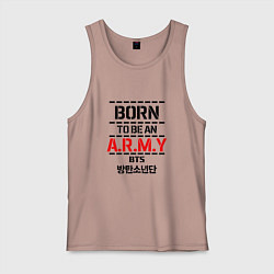 Майка мужская хлопок Born to be an ARMY BTS, цвет: пыльно-розовый