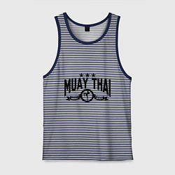 Майка мужская хлопок Muay thai boxing, цвет: синяя тельняшка