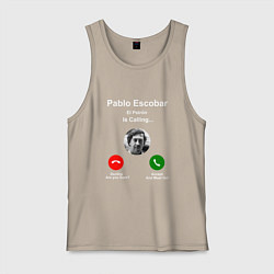Майка мужская хлопок Escobar is calling, цвет: миндальный