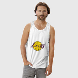 Майка мужская хлопок LA Lakers, цвет: белый — фото 2