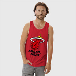 Майка мужская хлопок Miami Heat-logo, цвет: красный — фото 2