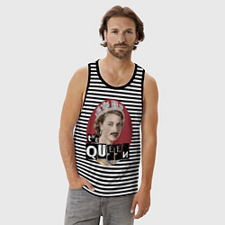 Майка мужская хлопок The Queen, цвет: черная тельняшка — фото 2