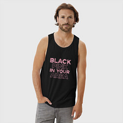 Майка мужская хлопок Black Pink in youe area, цвет: черный — фото 2