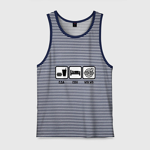 Мужская майка Еда, сон и Volvo / Синяя тельняшка – фото 1