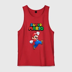 Майка мужская хлопок Super Mario, цвет: красный