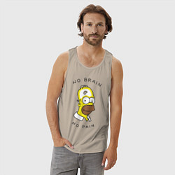 Майка мужская хлопок No brain, No pain, цвет: миндальный — фото 2
