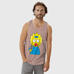 Майка мужская хлопок Мэгги с револьвером, цвет: пыльно-розовый — фото 2