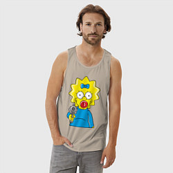 Майка мужская хлопок Мэгги с револьвером, цвет: миндальный — фото 2