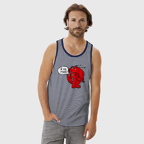 Мужская майка Рак: я на мид / Синяя тельняшка – фото 3