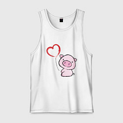 Майка мужская хлопок Pig Love, цвет: белый