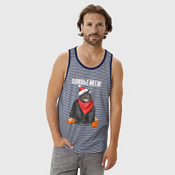 Майка мужская хлопок Оливье неси!, цвет: синяя тельняшка — фото 2