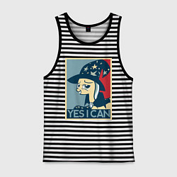 Майка мужская хлопок MLP: Yes I Can, цвет: черная тельняшка