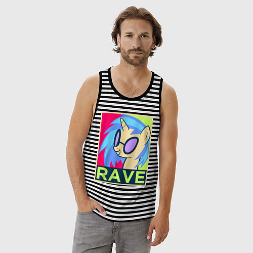 Мужская майка DJ Pon-3 RAVE / Черная тельняшка – фото 3