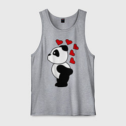 Майка мужская хлопок Поцелуй панды: для него, цвет: меланж