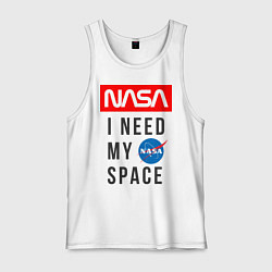 Майка мужская хлопок Nasa i need my space, цвет: белый