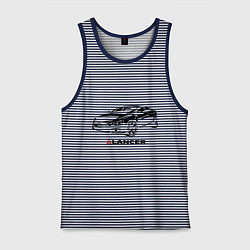 Майка мужская хлопок Mitsubishi lancer, цвет: синяя тельняшка