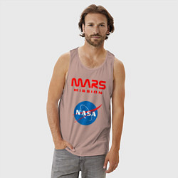 Майка мужская хлопок Nasa Mars mission, цвет: пыльно-розовый — фото 2